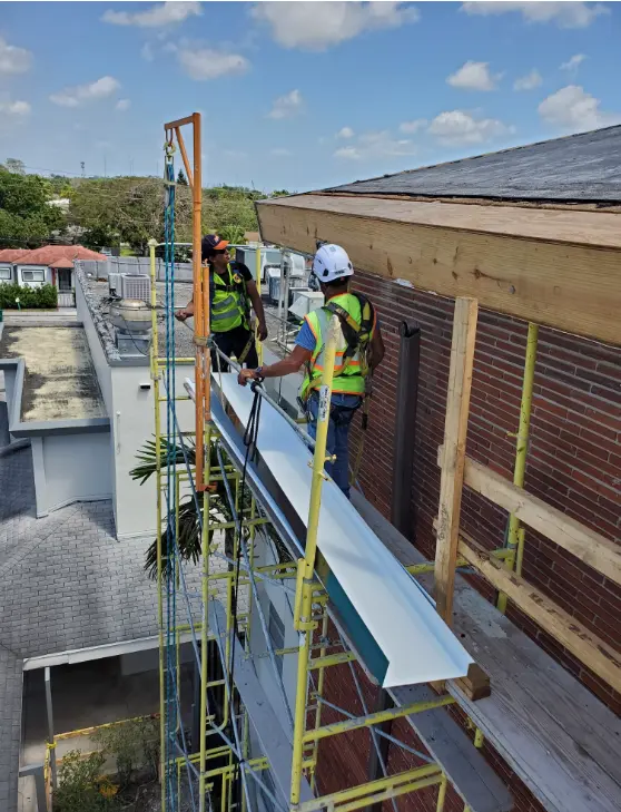 Concrete restoration work in progress