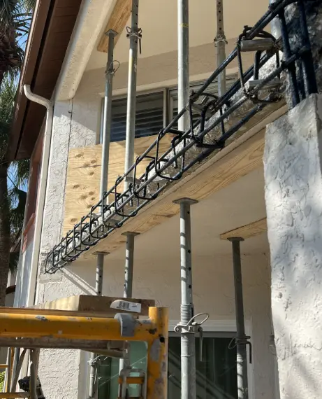 Concrete restoration work in progress